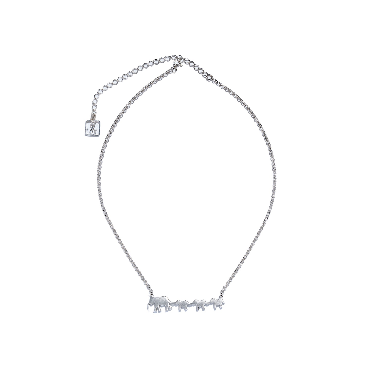 09-00-0042 Колье Материнство с тремя слониками, матовое (Ag 925)-2