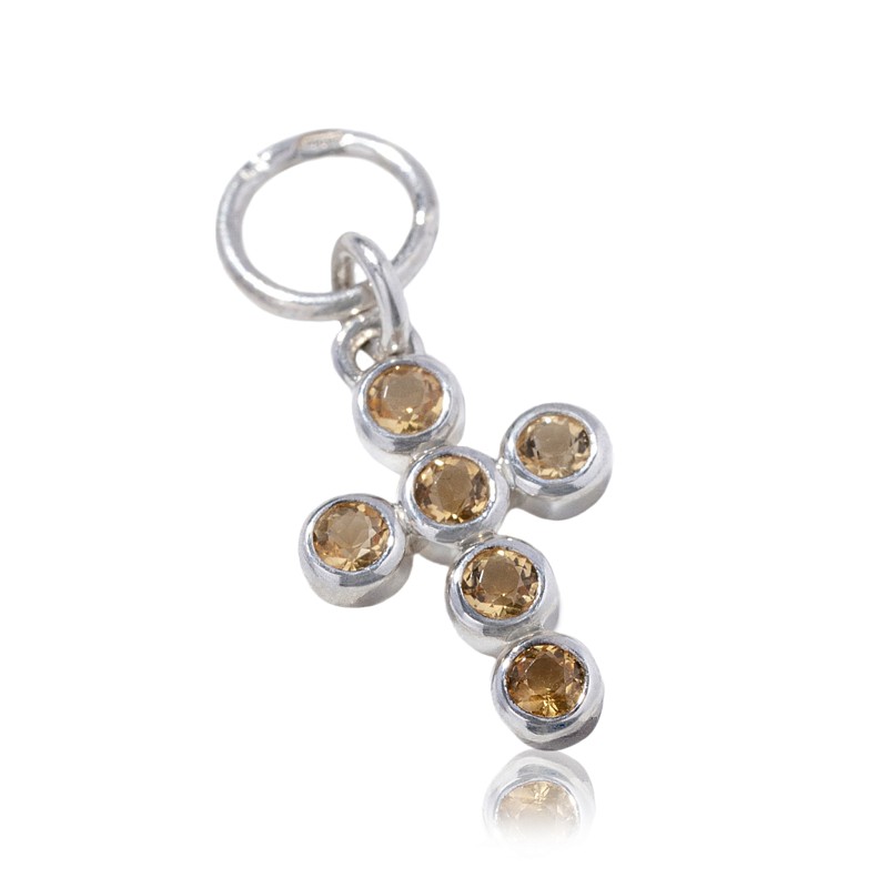 01-00-0473 Подвеска на серьгу Крестик с цитринами (Ag 925)