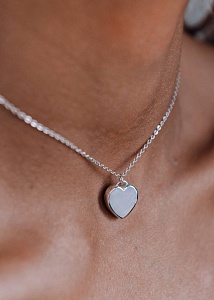 01-00-0463 Колье с сердцем из белого перламутра (Ag 925)-3