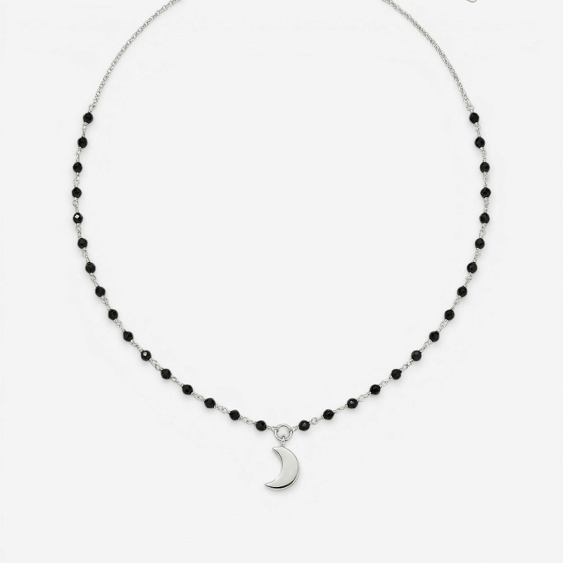 09-00-0114 Подвеска с черным ониксом и луной (Ag 925)