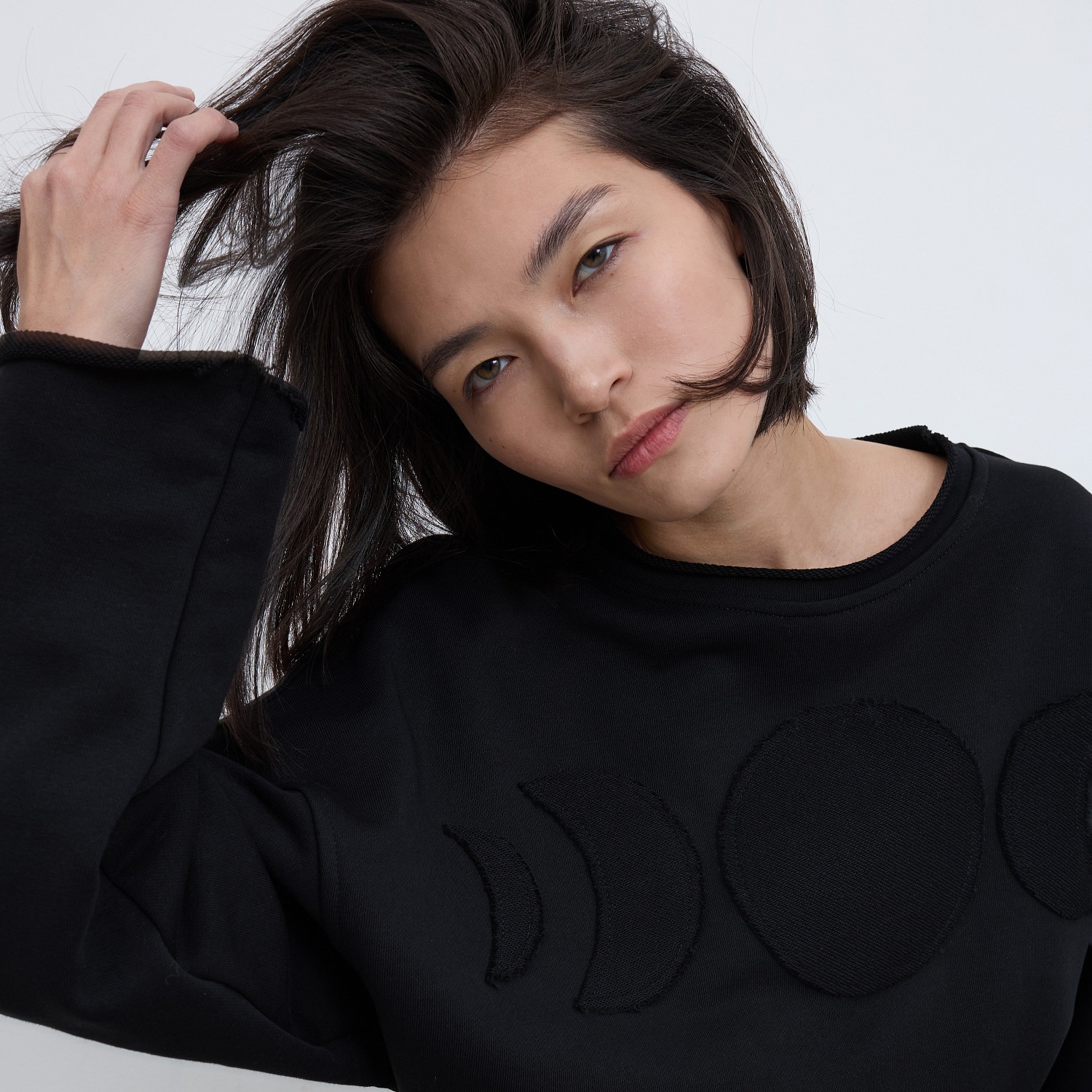 42-10-0069 Лонгслив "луны", Черный-3