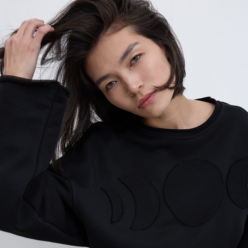 42-10-0069 Лонгслив "луны", Черный