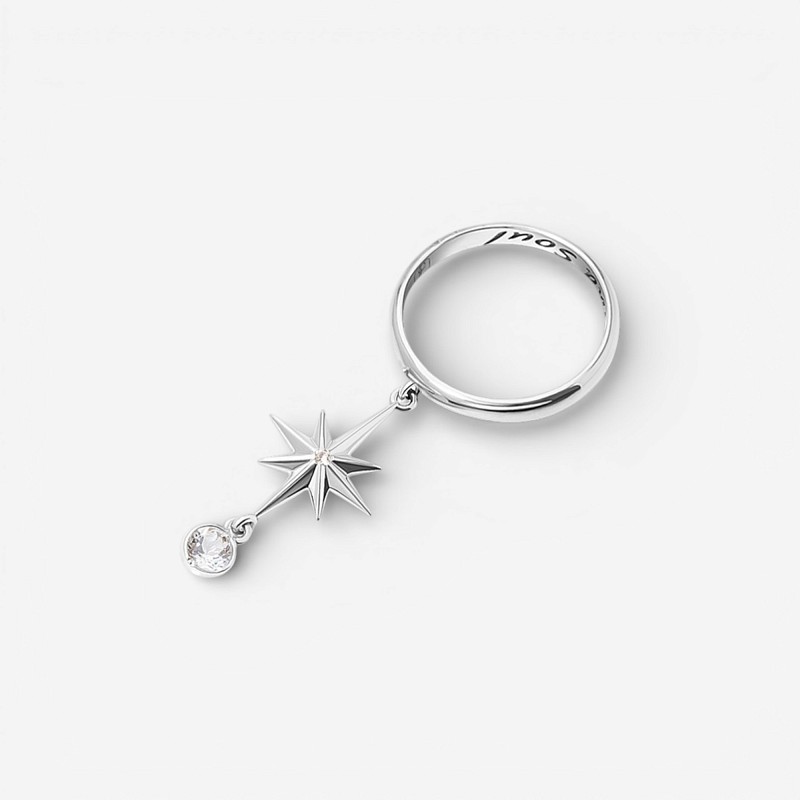 03-00-0552 Кольцо с подвеской Звезда и белыми топазами (Ag 925)