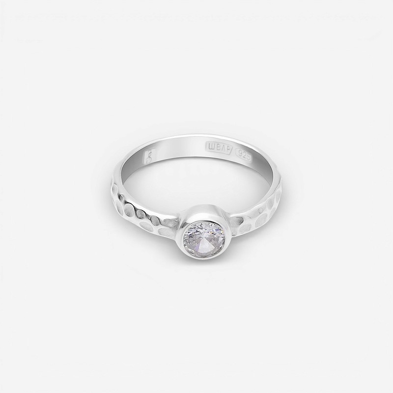 03-00-0160 Кольцо на фалангу с белым цирконом (мятое) (Ag 925)