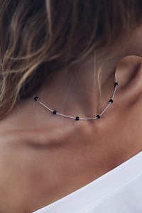 01-00-0219 Колье с бусинами оникса (Ag 925)-2