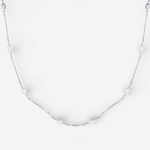 01-00-0218 Колье с бусинами белого жемчуга (Ag 925)-1